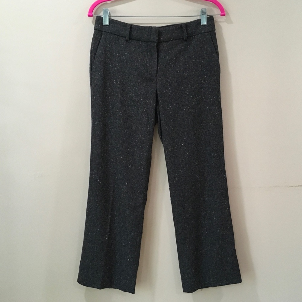 Talbots Womens 4P Charcoal Grey Italian Wool Tweed Straight Leg Trousers Pants